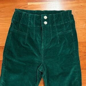 Avec Les Filles Green Flare Corduroy Pants